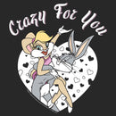 Women's Looney Tunes Valentine's Day Bugs Bunny and Lola Bunny Crazy for You T-Shirt