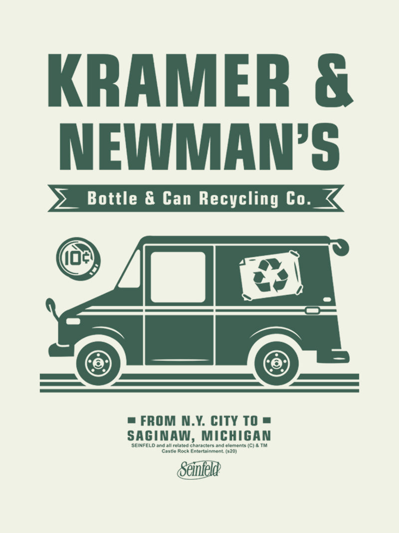 Men's Seinfeld Kramer and Newman's Bottle & Can Recycling Co. T-Shirt