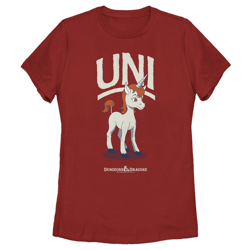 Women's Dungeons & Dragons Uni Unicorn Pose Cartoon T-Shirt