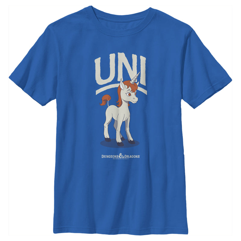 Boy's Dungeons & Dragons Uni Unicorn Pose Cartoon T-Shirt