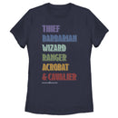 Women's Dungeons & Dragons Class Name Rainbow Cartoon T-Shirt