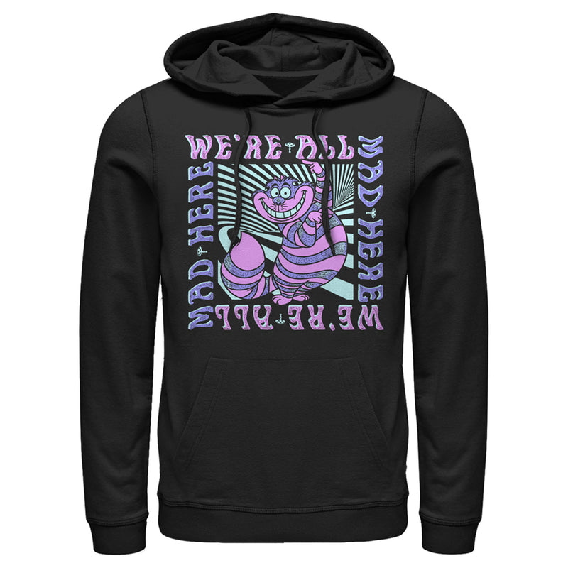 Men's Alice in Wonderland We're All Mad Here, Cheshire Cat Pull Over Hoodie