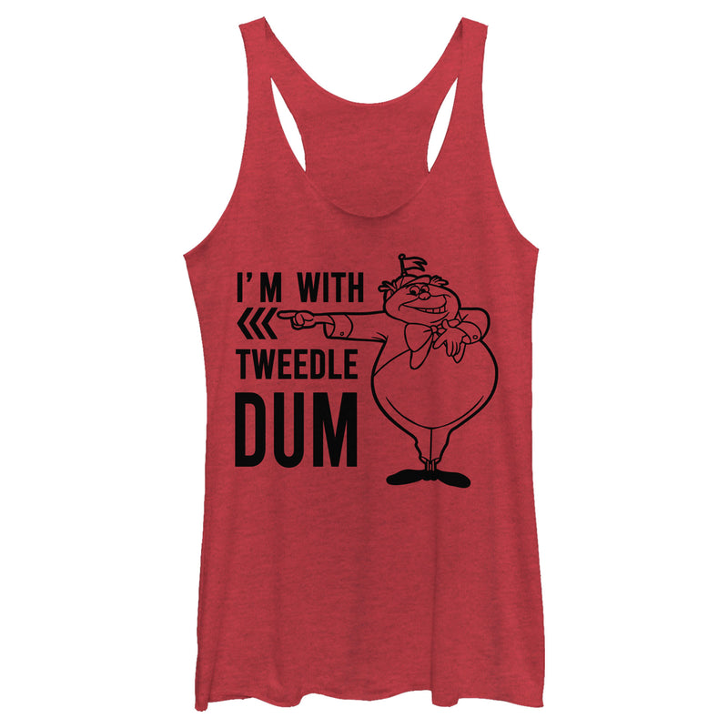 Women's Alice in Wonderland I’m With Tweedledum Racerback Tank Top