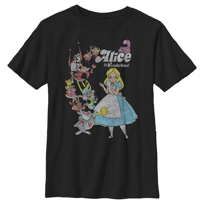 Boy's Alice in Wonderland Distressed Group Shot T-Shirt