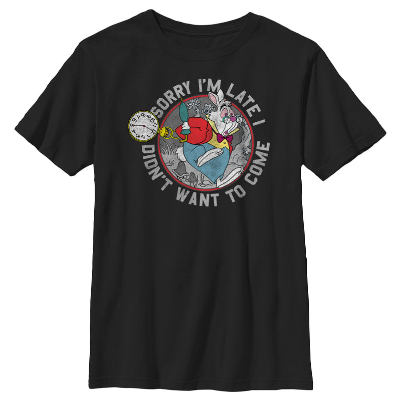 Boy's Alice in Wonderland The White Rabbit Sorry I'm Late T-Shirt