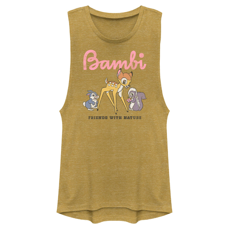 Junior's Bambi Distressed Friends with Nature Festival Muscle Tee