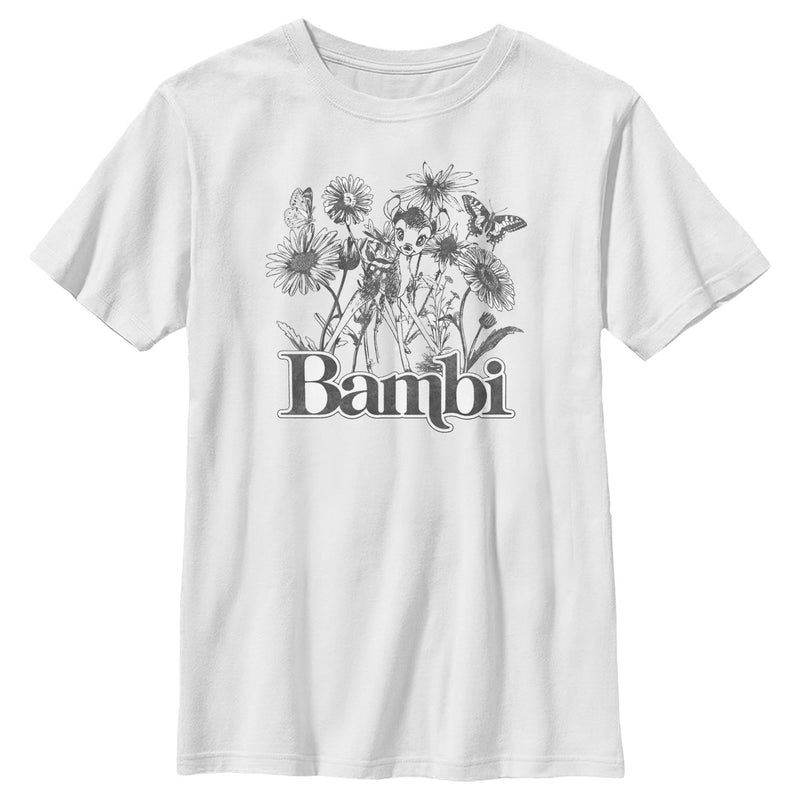 Boy's Bambi Gray Floral Sketch T-Shirt