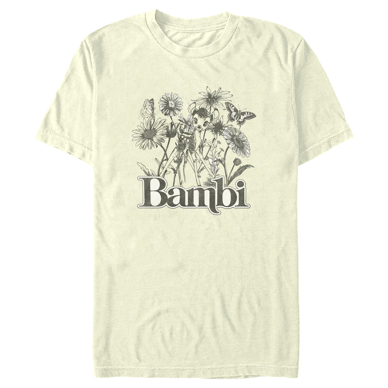Men's Bambi Gray Floral Sketch T-Shirt