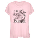 Junior's Bambi Gray Floral Sketch T-Shirt