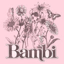 Junior's Bambi Gray Floral Sketch T-Shirt