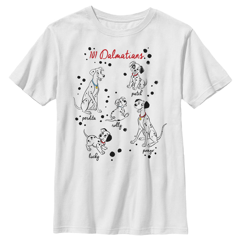 Boy's One Hundred and One Dalmatians Character Names T-Shirt