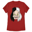 Women's One Hundred and One Dalmatians Cruella De Vil Face Portrait T-Shirt