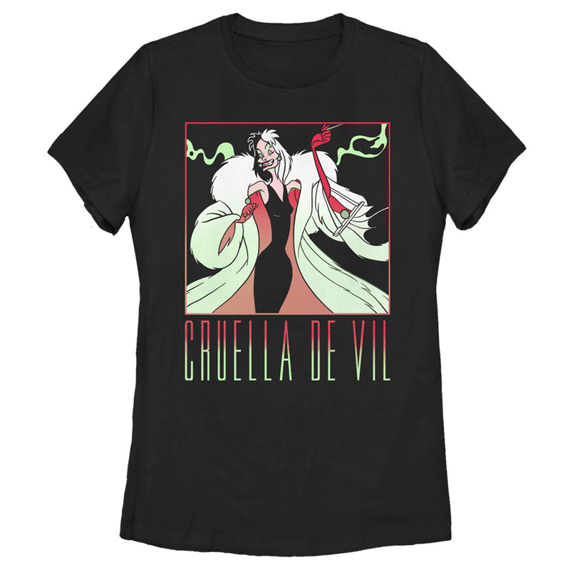 Women's One Hundred and One Dalmatians Cruella De Vil Colorful Portrait T-Shirt