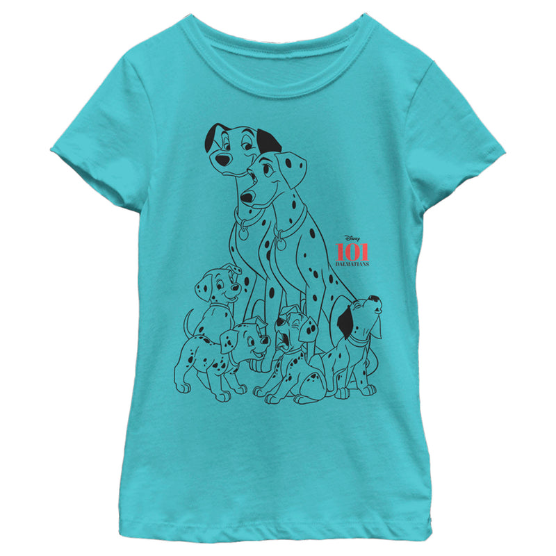 Girl's One Hundred and One Dalmatians Dog Pile T-Shirt