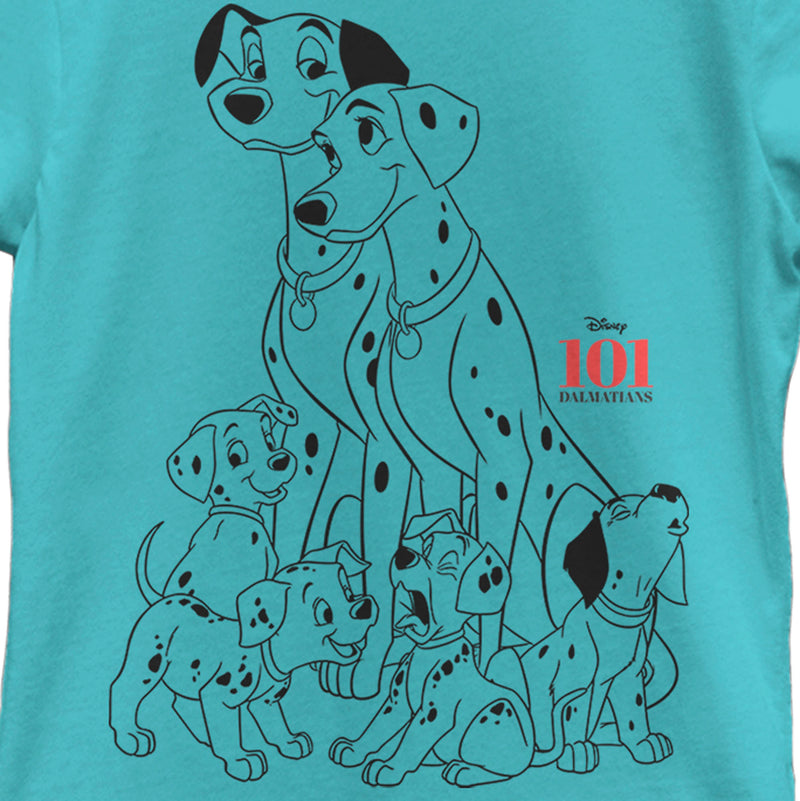 Girl's One Hundred and One Dalmatians Dog Pile T-Shirt