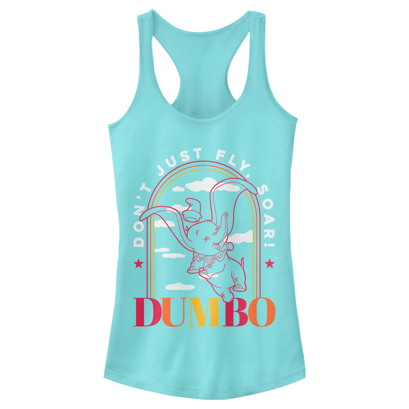 Junior's Dumbo Soaring Sunset Arch Racerback Tank Top