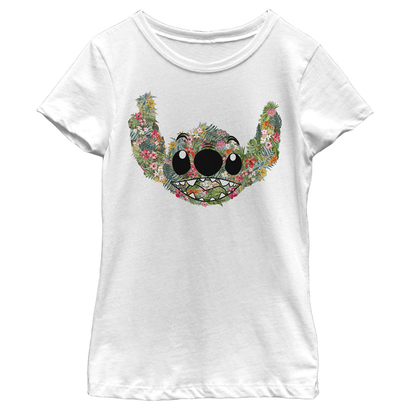 Girl's Lilo & Stitch Tropical Flower Big Face T-Shirt