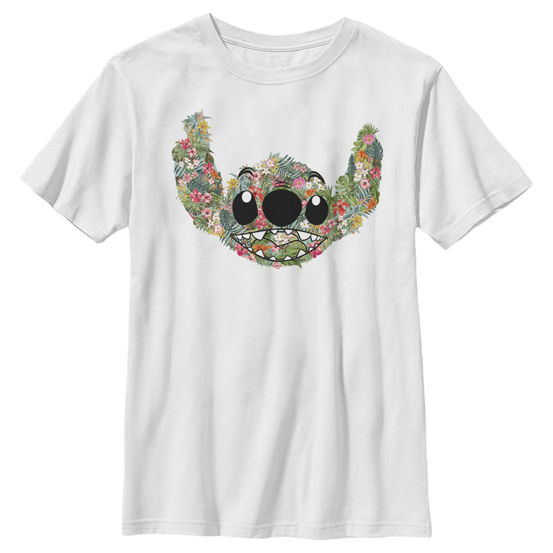 Boy's Lilo & Stitch Tropical Flower Big Face T-Shirt