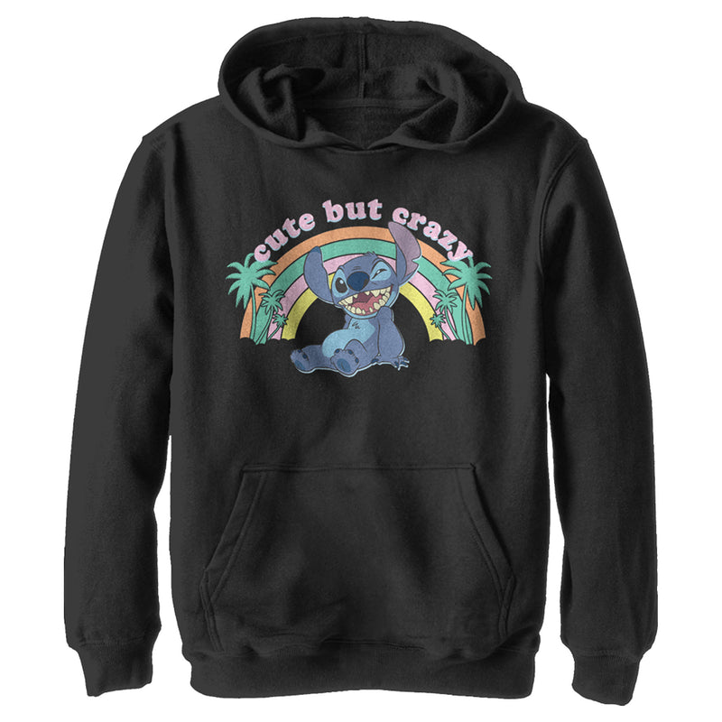 Boy's Lilo & Stitch Rainbow Cute But Crazy Palm Tree Pull Over Hoodie