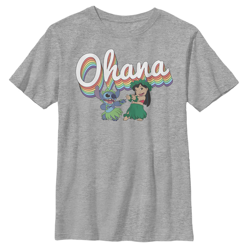 Boy's Lilo & Stitch Rainbow Ohana Hula Dance T-Shirt