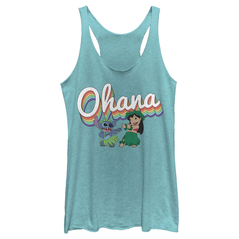 Women's Lilo & Stitch Rainbow Ohana Hula Dance Racerback Tank Top