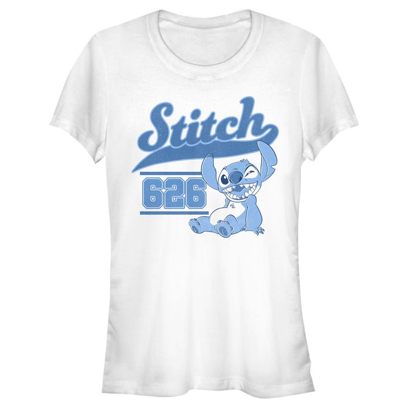 Junior's Lilo & Stitch White Collegiate 626 T-Shirt