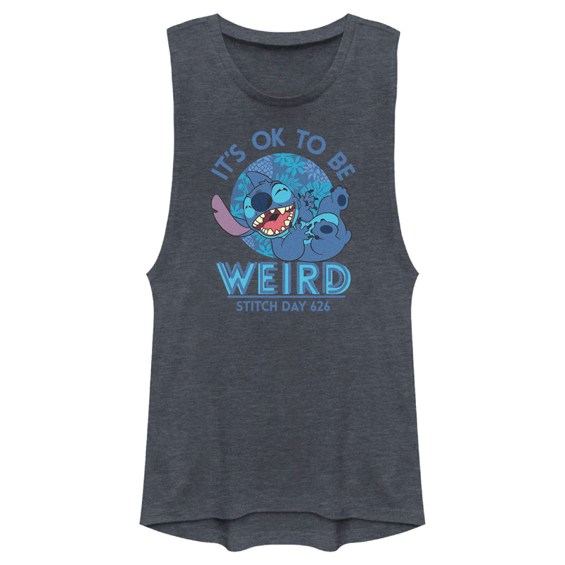Junior's Lilo & Stitch It's Ok to Be Weird Stitch Day 626 Festival Muscle Tee