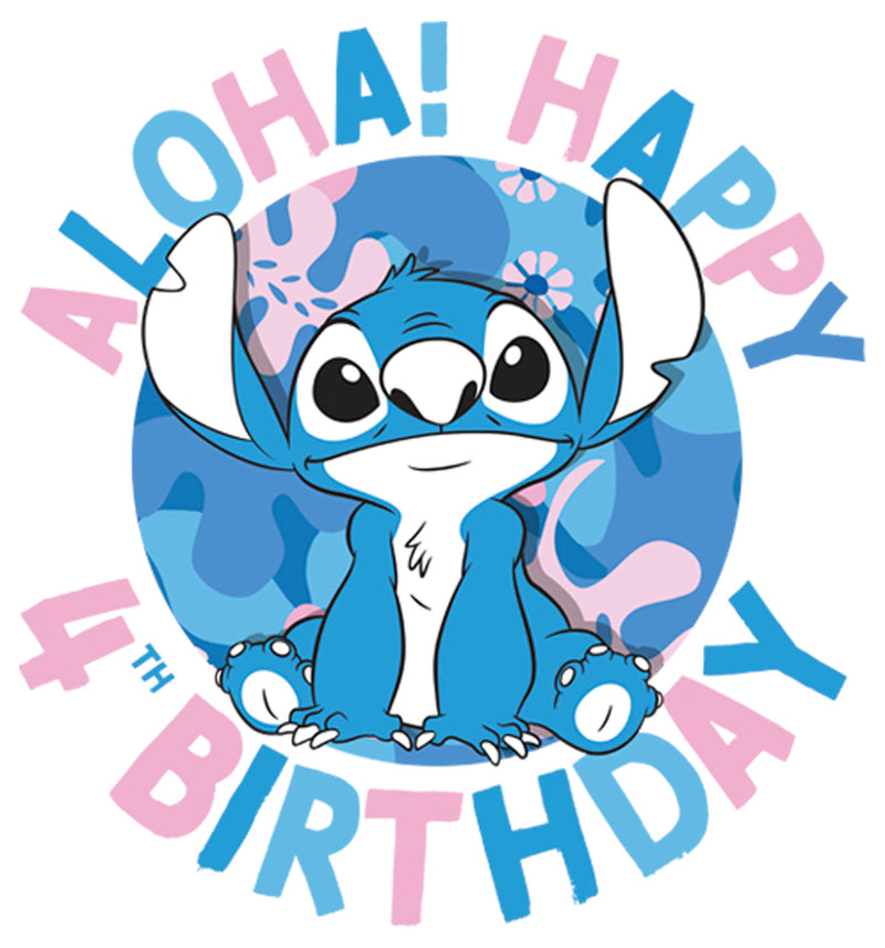 Girl's Lilo & Stitch Aloha! Happy 4th Birthday T-Shirt