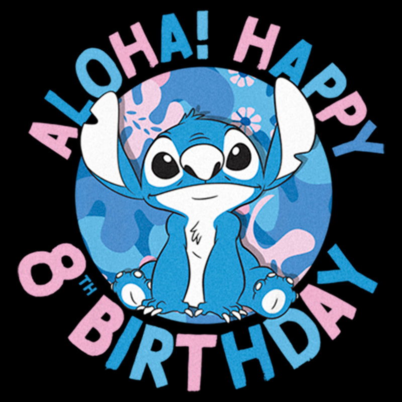 Girl's Lilo & Stitch Happy 8th Birthday Aloha T-Shirt