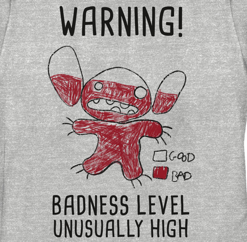 Women's Lilo & Stitch Badness Level Warning Sketch T-Shirt