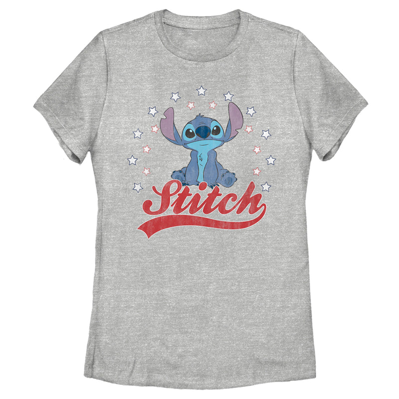 Women's Lilo & Stitch Red, White, and Blue Stars T-Shirt