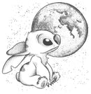 Boy's Lilo & Stitch Moon Sketch Stitch T-Shirt