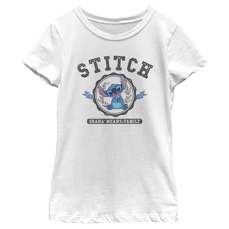 Girl's Lilo & Stitch Ohana Means Family Collegiate T-Shirt