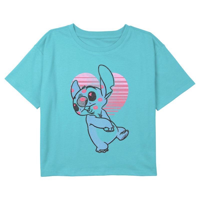 Girl's Lilo & Stitch Kiss Marks Face T-Shirt
