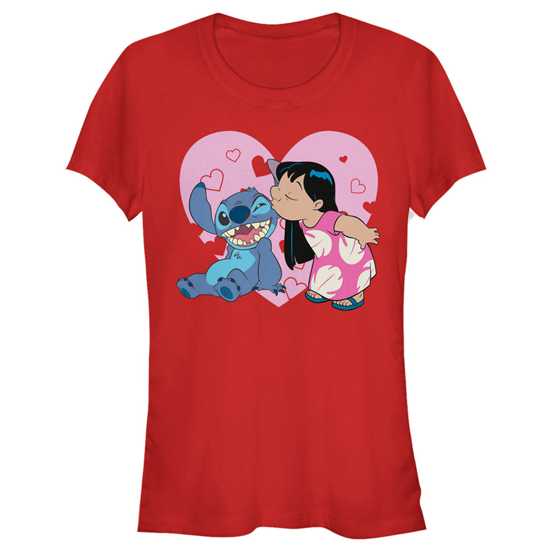 Junior's Lilo & Stitch Kisses T-Shirt