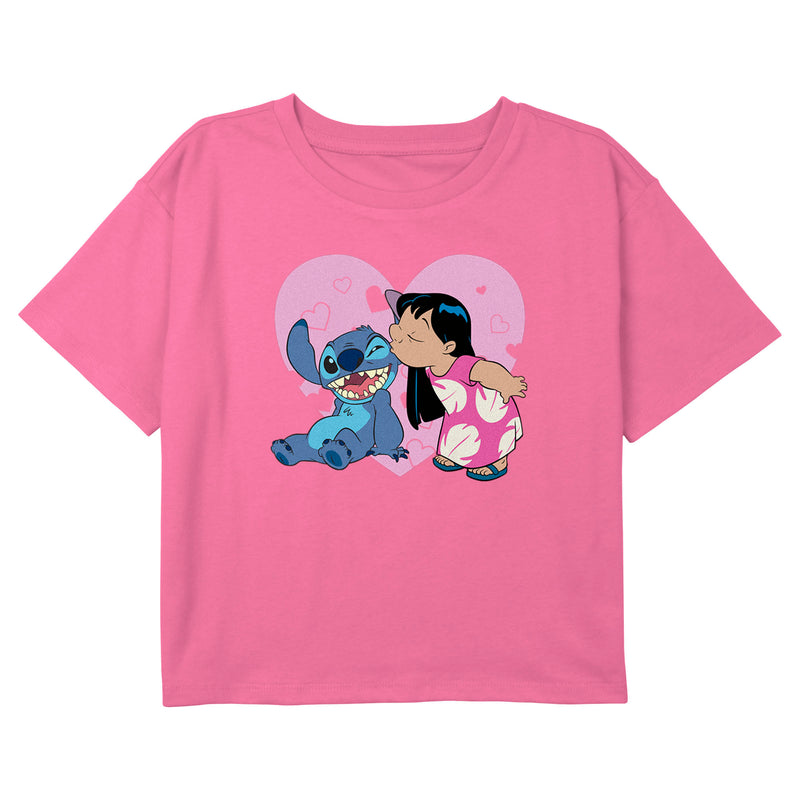 Girl's Lilo & Stitch Valentine's Day Heart and Kisses T-Shirt