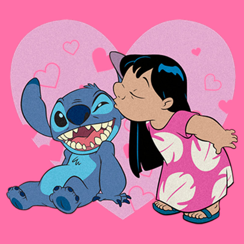 Girl's Lilo & Stitch Valentine's Day Heart and Kisses T-Shirt