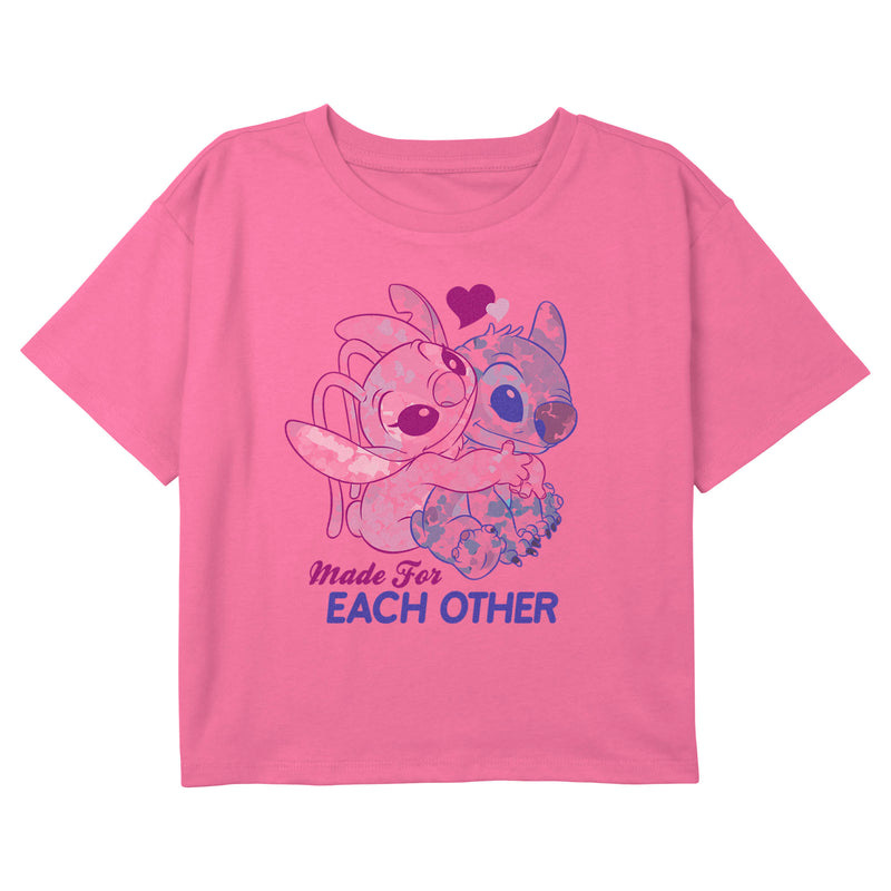 Girl's Lilo & Stitch Made For Each Other Watercolor T-Shirt