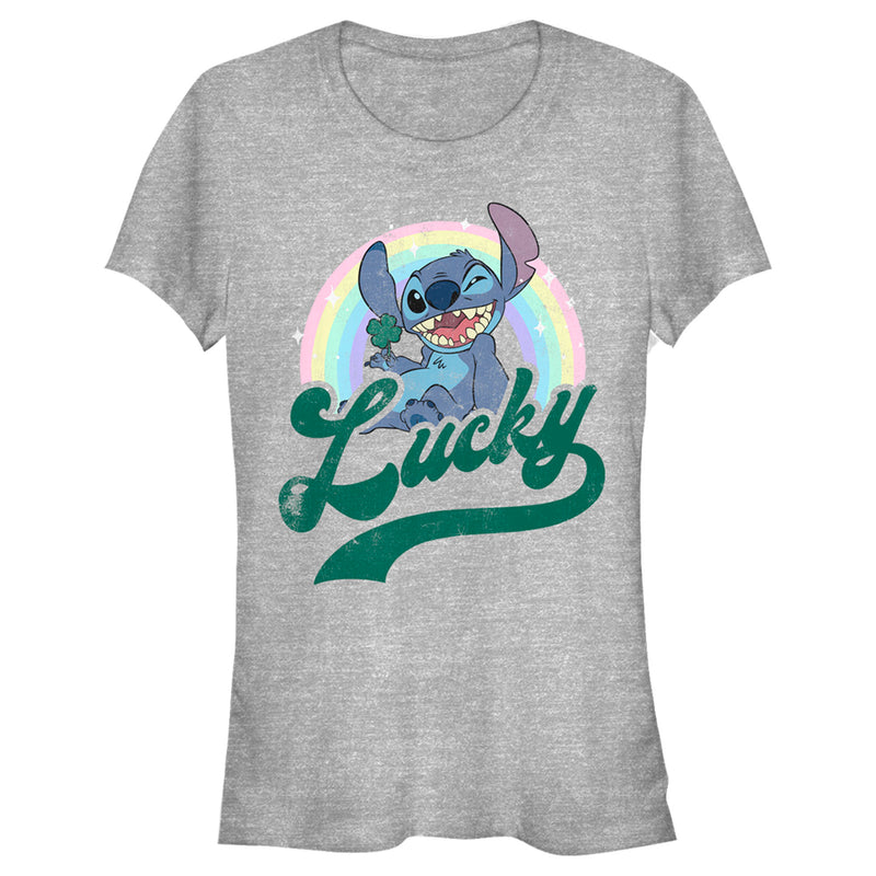 Junior's Lilo & Stitch Distressed Lucky Wink T-Shirt