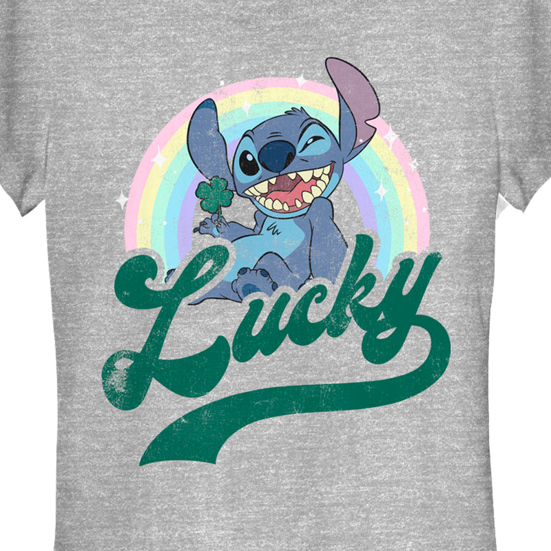 Junior's Lilo & Stitch Distressed Lucky Wink T-Shirt