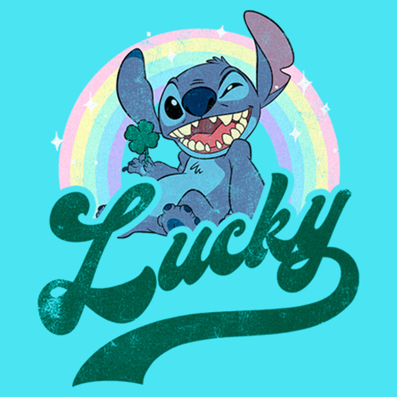 Girl's Lilo & Stitch Lucky Rainbow Wink Distressed T-Shirt
