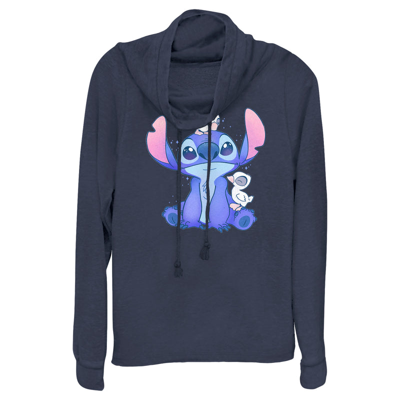 Junior's Lilo & Stitch Hanging with Ducks Cowl Neck Sweatshirt