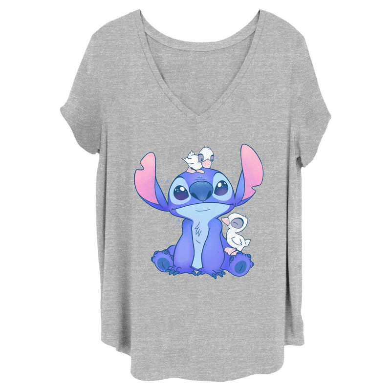 Junior's Lilo & Stitch Hanging with Ducks T-Shirt