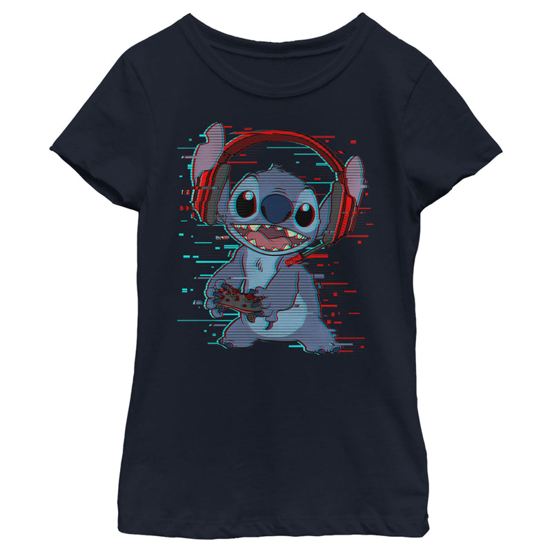 Girl's Lilo & Stitch Red and Blue Gamer T-Shirt