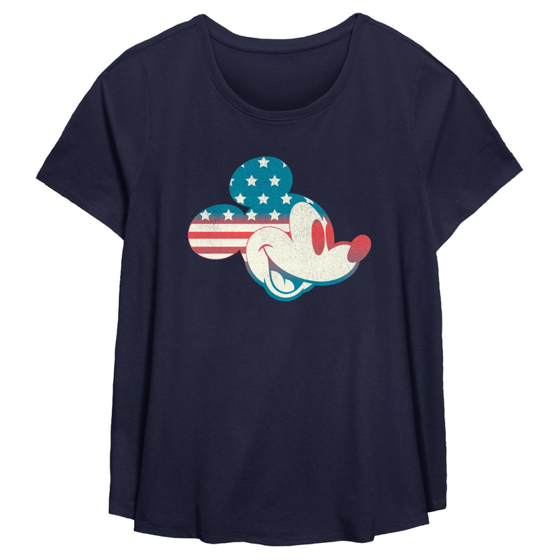 Women's Mickey & Friends Fourth of July Mickey Mouse Face T-Shirt