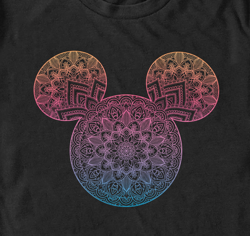 Men's Mickey & Friends Colorful Mandala Mickey Mouse Logo T-Shirt