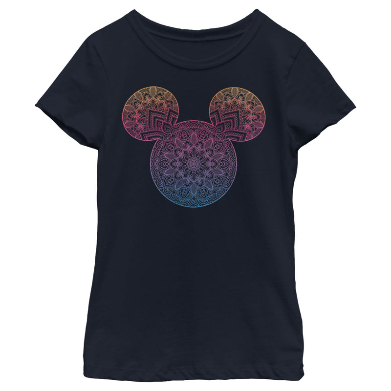 Girl's Mickey & Friends Mickey Mouse Mandala Silhouette T-Shirt