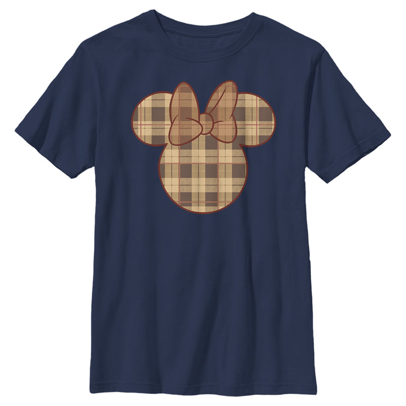 Boy's Mickey & Friends Plaid Minnie Mouse Logo T-Shirt