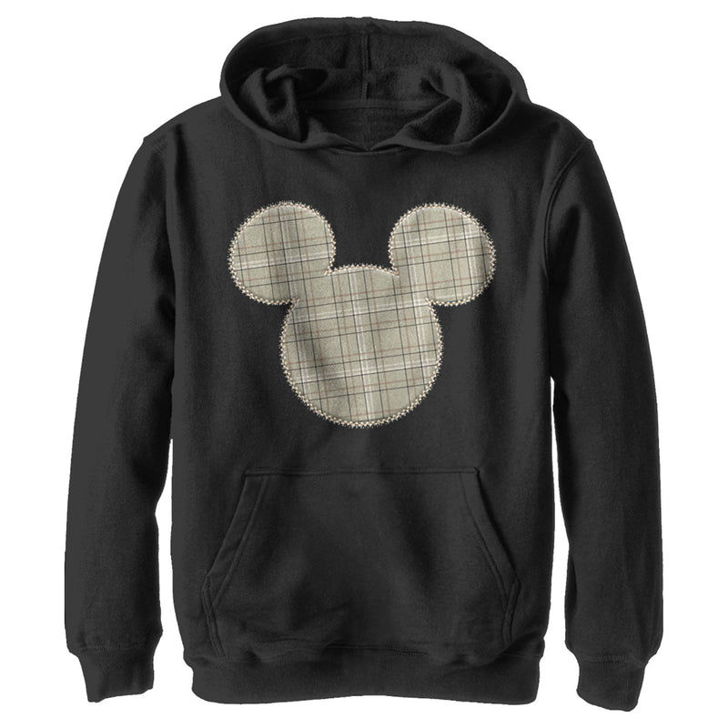 Boy's Mickey & Friends Mickey Mouse Plaid Silhouette Pull Over Hoodie