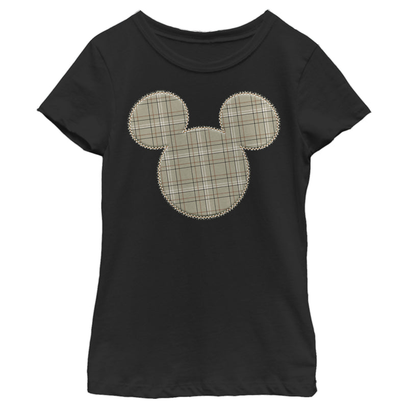 Girl's Mickey & Friends Mickey Mouse Plaid Silhouette T-Shirt